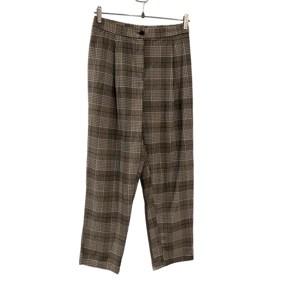H&M Black White Plaid High Waisted Business Casual Trouser Pants - Picture 1 of 10